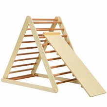Load image into Gallery viewer, Foldable Wooden Climbing Triangle Indoor with Ladder for Toddler Baby-Natural
