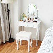 Load image into Gallery viewer, White Simple Vanity Makeup Table with Mirror + 3 Drawers
