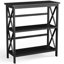 Load image into Gallery viewer, 3-Tier Bookshelf Wooden Open Storage Bookcase for Home Office-Black
