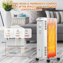 Load image into Gallery viewer, 1500 W Oil-Filled Heater Portable Radiator Space Heater w/Adjustable Thermostat
