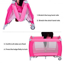 Load image into Gallery viewer, Foldable Baby Crib Playpen w/ Mosquito Net and Bag-Pink
