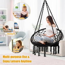 Load image into Gallery viewer, Macrame Cushioned Hanging Swing Hammock Chair-Black
