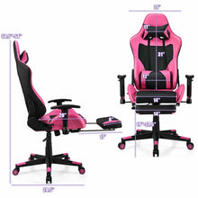 Load image into Gallery viewer, PU Leather Gaming Chair with USB Massage Lumbar Pillow and Footrest -Pink
