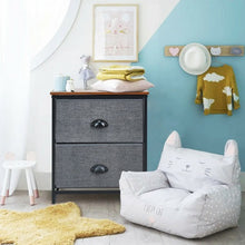 Load image into Gallery viewer, Metal Frame Nightstand Side Table Storage with 2 Drawers-Black
