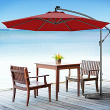 Load image into Gallery viewer, 10 Inch Patio Hanging Solar LED Umbrella Sun Shade with Cross Base-Burgundy
