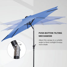 Load image into Gallery viewer, 10 ft Patio Solar Umbrella with Crank and LED Lights-Blue

