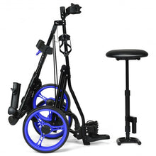 Load image into Gallery viewer, Foldable 3 Wheels Push Pull Golf Trolley with Scoreboard Bag-Navy
