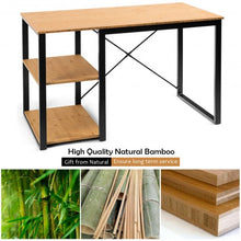 Load image into Gallery viewer, Computer Desk with Bamboo Top &amp; 2 Storage Shelves-Natural Desk

