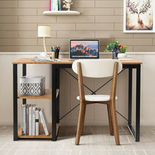 Load image into Gallery viewer, Computer Desk with Bamboo Top &amp; 2 Storage Shelves-Natural Desk
