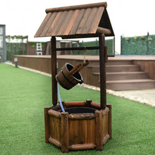 Load image into Gallery viewer, Garden Rustic Wishing Well Wooden Water Fountain with Pump
