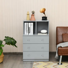 Load image into Gallery viewer, 3 Drawer Dresser with Cubbies Storage Chest for Bedroom Living Room-Gray

