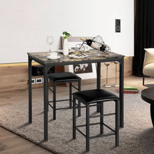 Load image into Gallery viewer, 3 Piece Counter Height Dining Set Faux Marble Table
