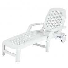 Load image into Gallery viewer, Adjustable Patio Sun Lounger with Weather Resistant Wheels-White
