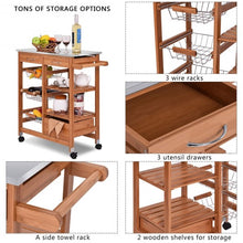 Load image into Gallery viewer, Bamboo Kitchen Shelf Island Trolley Cart
