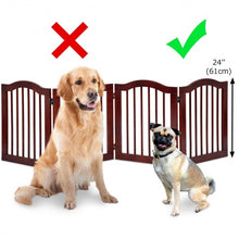 Load image into Gallery viewer, 4 Panels Folding Freestanding Wood Pet Dog Safety Gate-24&quot;
