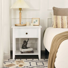 Load image into Gallery viewer, Nightstand with Drawer and Storage Shelf for Bedroom Living Room-Wine
