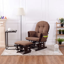 Load image into Gallery viewer, Adjustable Backrest Baby Nursery Rocking Chair &amp; Ottoman Set-Brown

