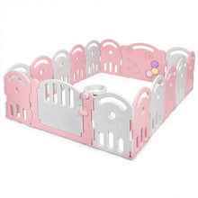 Load image into Gallery viewer, 16-Panel Baby Playpen with Music Box &amp; Basketball Hoop-Pink
