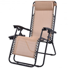 Load image into Gallery viewer, Outdoor Folding Zero Gravity Reclining Lounge Chair w/ Utility Tray-Beige
