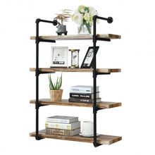 Load image into Gallery viewer, 4-Shelf Rustic Pipe Shelving Unit Vintage Industrial Pipe Wall Shelf
