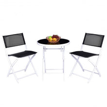 Load image into Gallery viewer, 3 Pcs Folding Garden Patio Table Chairs Set -Black
