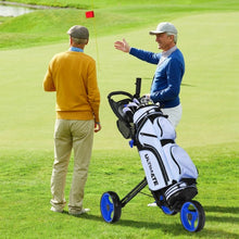 Load image into Gallery viewer, Folding 3 Wheels Golf Push Cart with Brake Scoreboard Adjustable Handle-Blue
