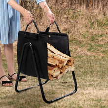 Load image into Gallery viewer, Firewood Rack Log Holder with Canvas Tote Carrier
