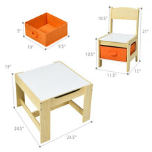 Load image into Gallery viewer, Kids Table Chairs Set With Storage Boxes Blackboard Whiteboard Drawing-Natural
