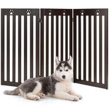 Load image into Gallery viewer, 36&quot; Folding Wooden Freestanding Pet Gate Dog Gate with 360° Flexible Hinge-Espresso
