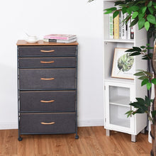 Load image into Gallery viewer, 5-Drawer Fabric Metal Frame Dresser Storage Organizer with Wheel
