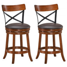 Load image into Gallery viewer, Set of 2 Bar Stools 360-Degree Swivel Dining Bar Chairs with Rubber Wood Legs-25 inch
