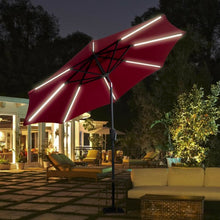 Load image into Gallery viewer, 9 Ft Patio Solar Powered Umbrella with LED Light-Red
