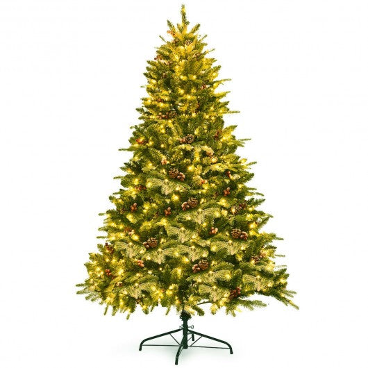 6.5Ft Pre-lit Snow Flocked Hinged Artificial Christmas Tree