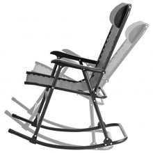 Load image into Gallery viewer, Outdoor Patio Headrest Folding Zero Gravity Rocking Chair-Gray
