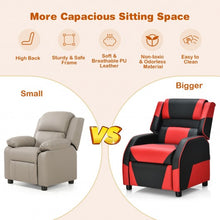 Load image into Gallery viewer, Kids Youth PU Leather Gaming Sofa Recliner with Headrest and Footrest-Red
