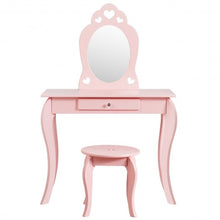 Load image into Gallery viewer, Kids Princess Makeup Dressing Play Table Set with Mirror -Pink
