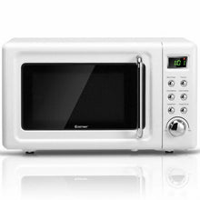 Load image into Gallery viewer, 700W Glass Turntable Retro Countertop Microwave Oven-White
