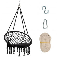 Load image into Gallery viewer, Macrame Cushioned Hanging Swing Hammock Chair-Black
