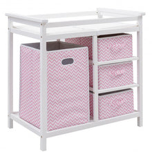 Load image into Gallery viewer, Infant Diaper Storage Changing Table with Hamper &amp; 3 Basket -Pink

