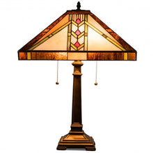 Load image into Gallery viewer, Tiffany-Style 2-Light Table Lamp w/ 16" Glass Lampshade
