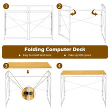 Load image into Gallery viewer, Folding Computer Desk Writing Study Desk Home Office with 6 Hooks-Natural
