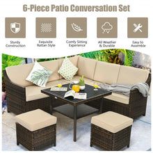 Load image into Gallery viewer, 6 Pcs Patio Rattan Dining Sofa Funiture Set
