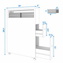 Load image into Gallery viewer, White Wooden Storage Cabinet Organizer with 4 Casters
