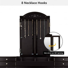 Load image into Gallery viewer, Makeup Dressing Table with Tri-Folding Mirror and Cushioned Stool for Women
