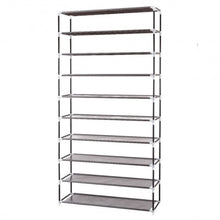 Load image into Gallery viewer, 10 Tier 27 Pair Space Saving Shoe Tower Rack with Fabric Cover-Brown
