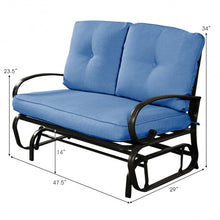 Load image into Gallery viewer, Outdoor Patio Cushioned Rocking Bench Loveseat-Blue
