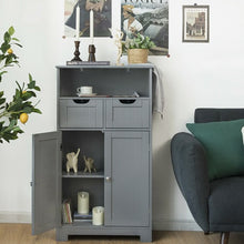 Load image into Gallery viewer, Bathroom Wooden Side Cabinet  with 2 Drawers and 2 Doors-Gray
