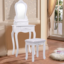 Load image into Gallery viewer, Compact Vanity Makeup Dressing Table Stool Set White
