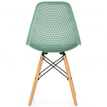 Load image into Gallery viewer, 2 Pcs Modern Plastic Hollow Chair Set with Wood Leg-Green
