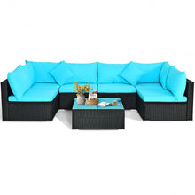 Load image into Gallery viewer, 7-Piece Outdoor Wicker Patio Sofa Set-Turquoise

